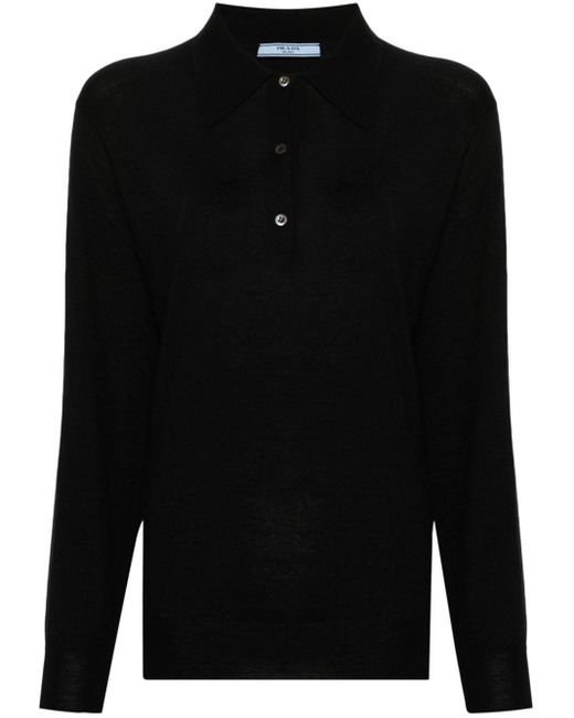 Prada Black Maglia Polo Maniche Lunghe