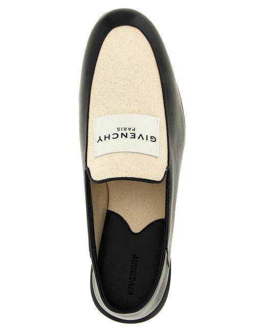 Givenchy Black Two-Tone Leather And Canvas Label Loafers