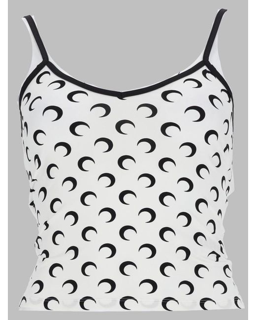 MARINE SERRE White Crescent Moon Trim Tank Top