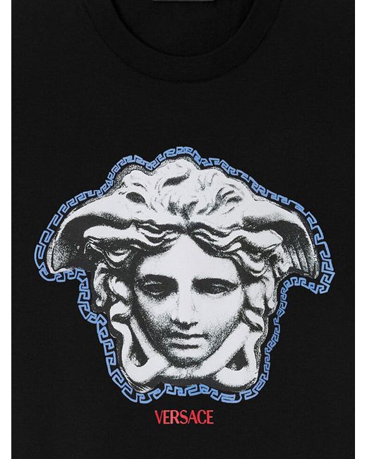 Versace Katoenen T-shirt Met Logoprint in het Black voor heren