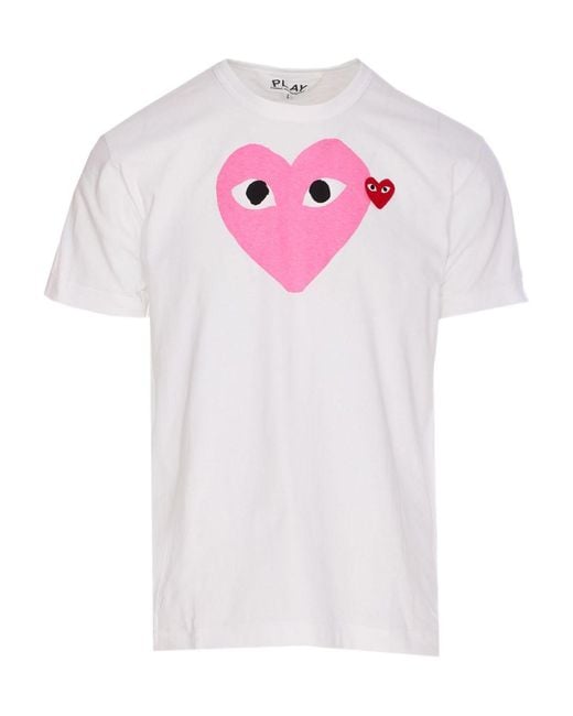 Comme des Garçons Pink Logo Cotton T-Shirt