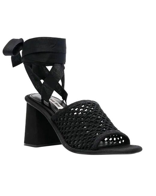 Miu Miu Black Knöchelbinden Stretch Sandalen