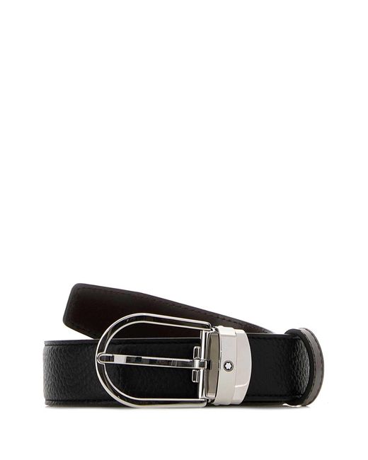 Montblanc Black Leather Reversible Belt for men