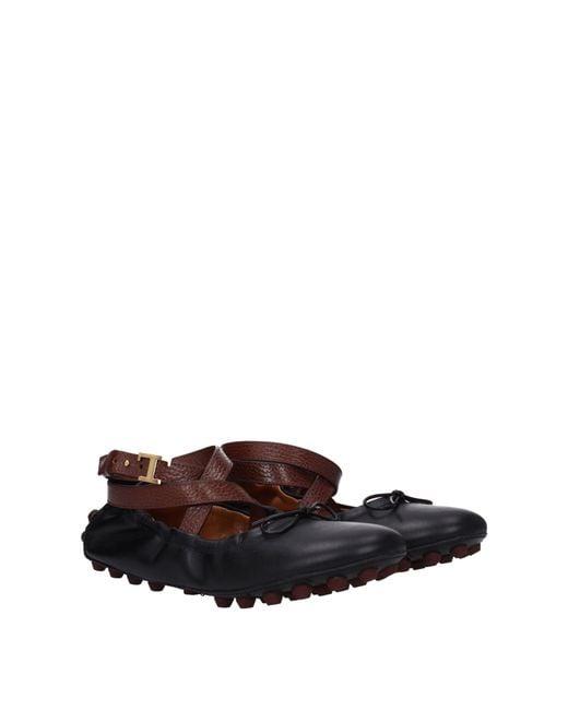 Tod's Brown Ballerine Donna Pelle Nero/Mogano for men