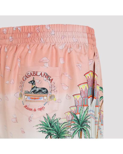 Casablanca Pink Ethereal Silk Shorts for men