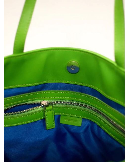 LA ROSE Green Leather Tote Bag Lime