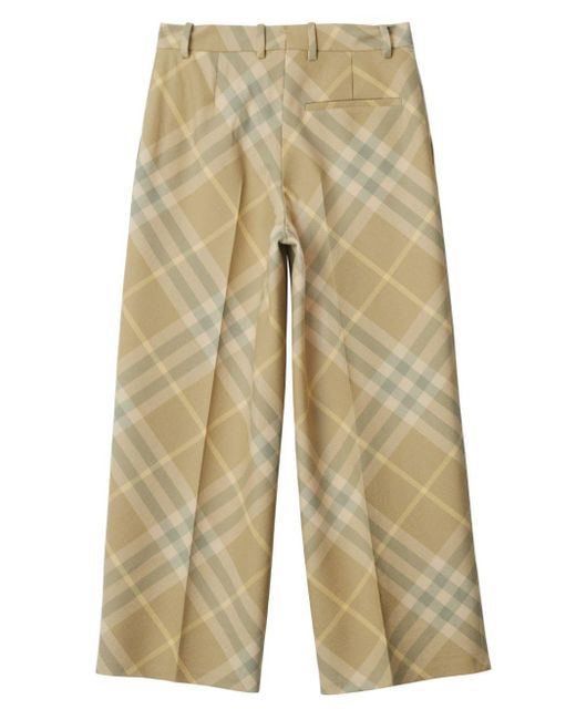Burberry Natural Checked Wool Trousers
