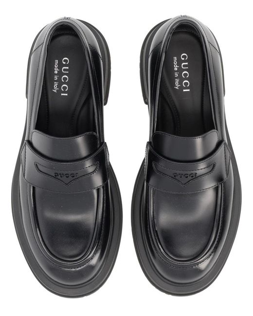 Gucci Gray Leather Loafer for men