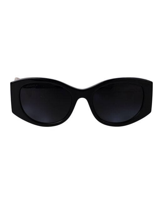 Chanel Black Acetate Oversized Frame Sunglasses