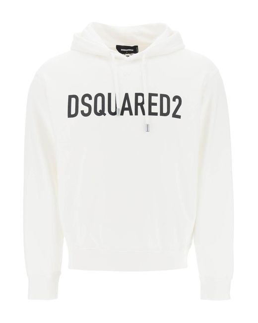 DSquared² Logo Print Hoodie in White für Herren