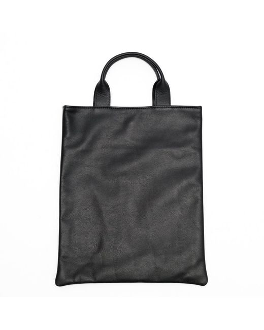 LA ROSE Black Leather Shopping Bag