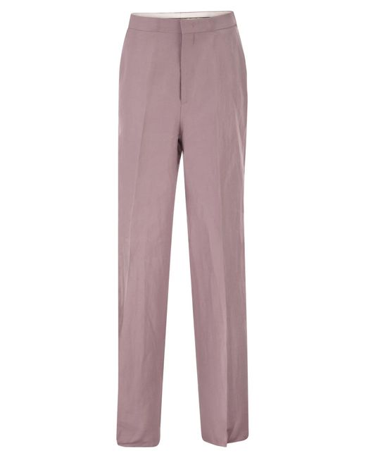 Tagliatore Purple Tailored Linen Trousers