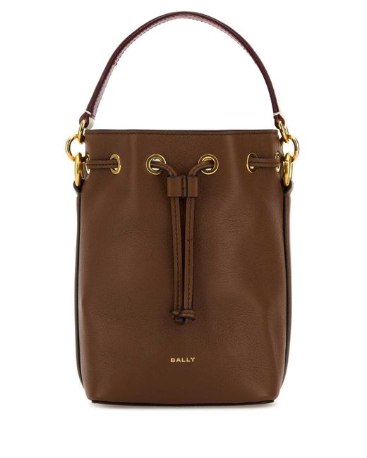 Bally Brown Caramel Leather Small Code Bucket Bag