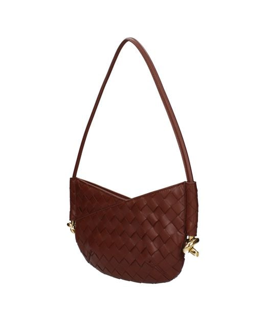 Bottega Veneta Brown Sapele Leather Baby Soltice Shoulder Bags