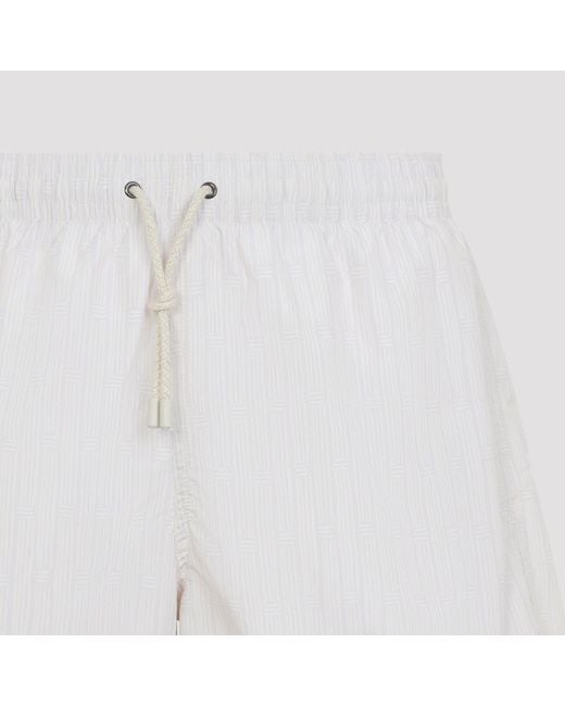 Canali White Polyester Swim Shorts