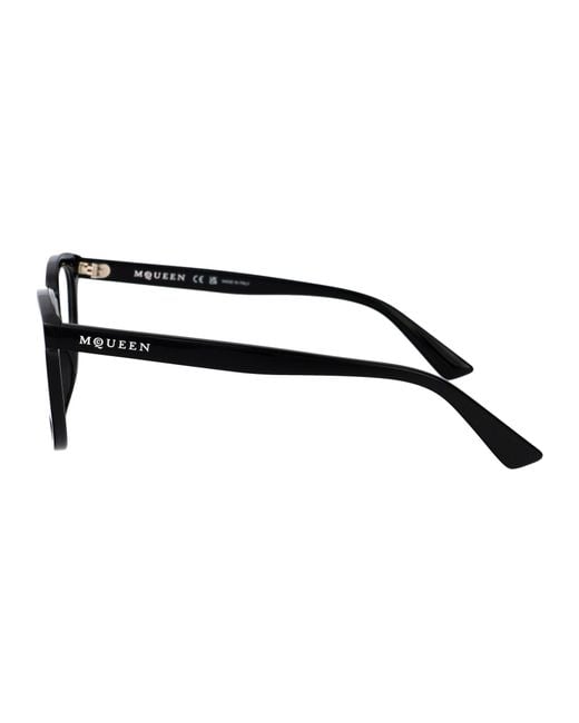 McQueen Black Transparent Recycled Acetate Glasses