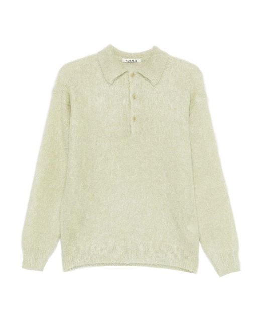 Auralee Wollen Poloshirt in het White voor heren