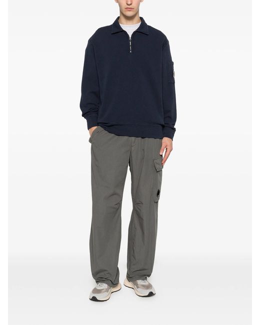 C P Company Blue Sweatshirts Polo Collar