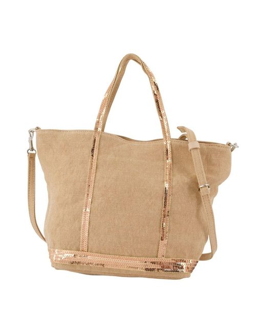 Vanessa Bruno S Shopper Bag Linen Pink in het Natural