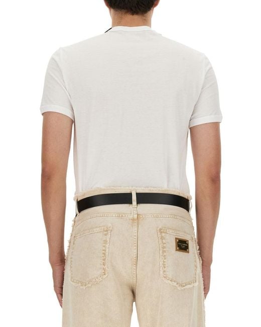 Dolce & Gabbana White "Bee And Crown" Embroidered T Shirt