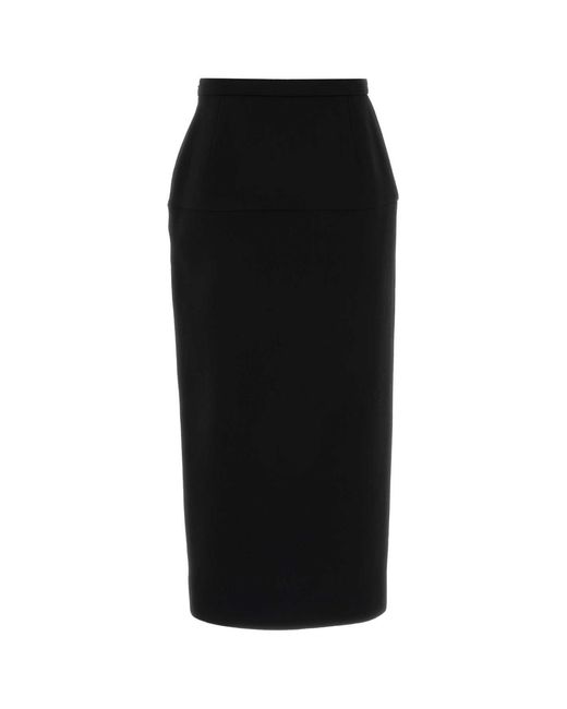 Valentino Garavani Black Wool Skirt
