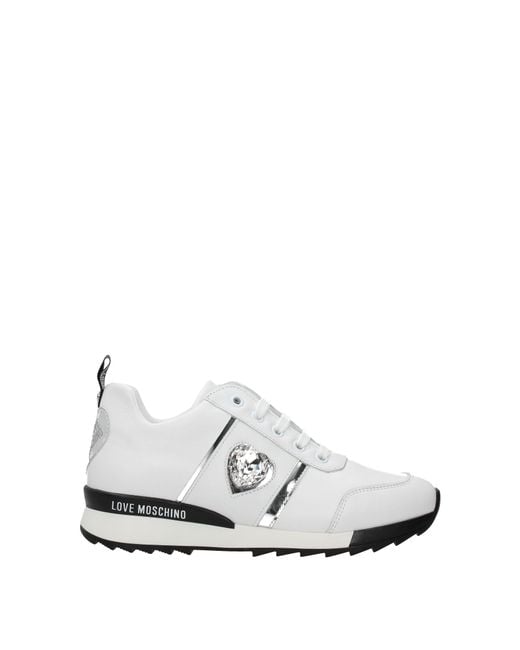 Love Moschino White Heart Jewel Accent Sneakers
