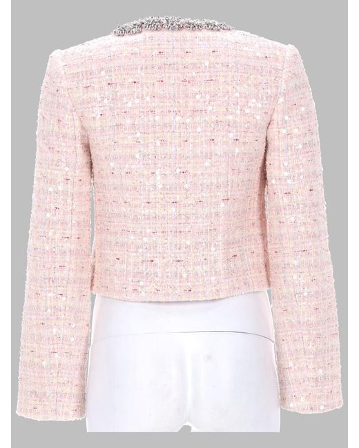 Self-Portrait Pink Bouclé Jacket With Sequins