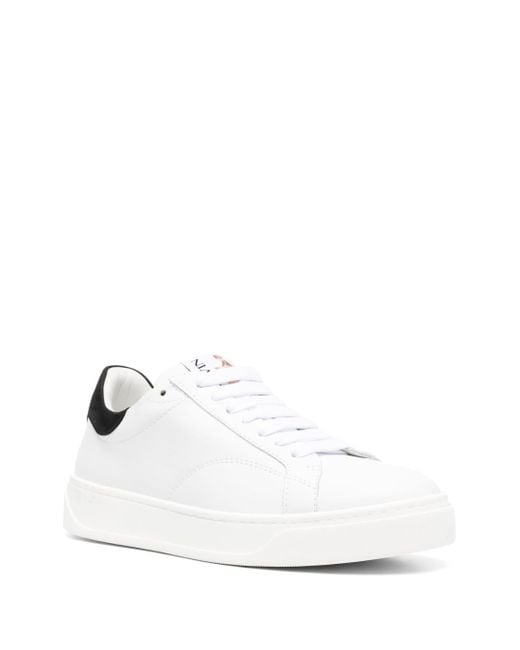 Lanvin White Men Logo Patch Lace Up Sneakers
