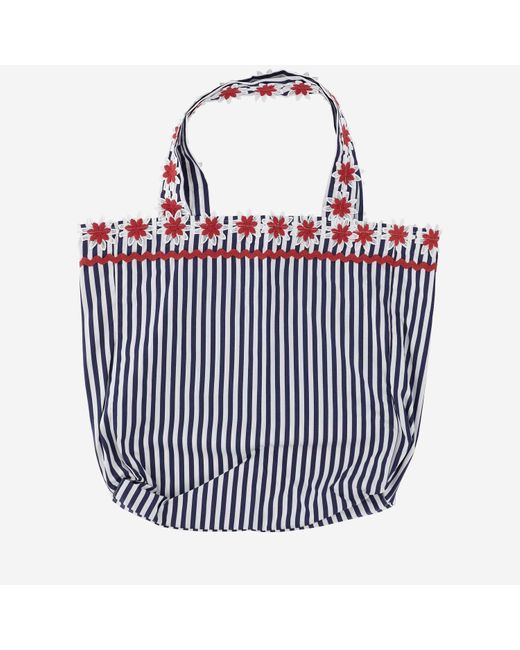 FLORA SARDALOS Blue Cotton Shoulder Bag With Striped Pattern