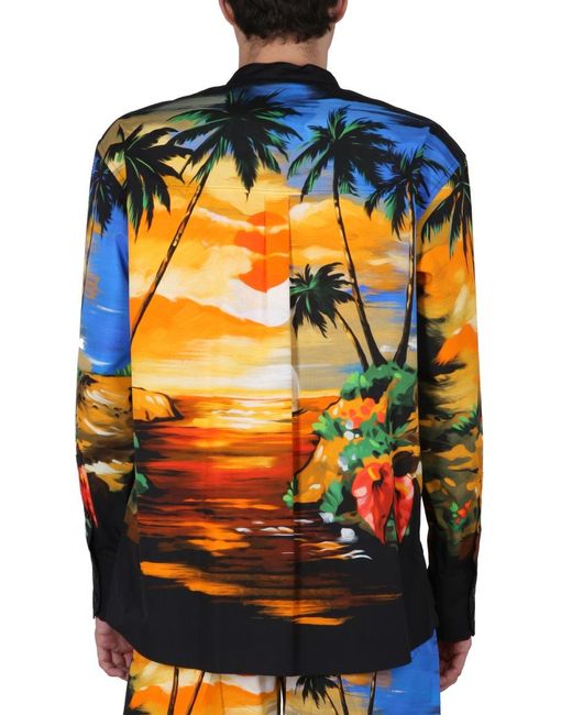 Dolce & Gabbana Blue Hawaii Print Shirt for men
