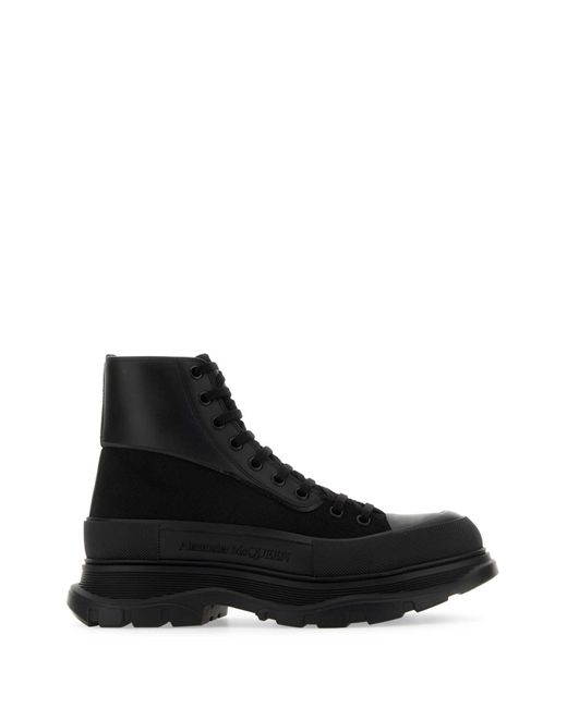 Alexander McQueen Schwarze Stiefelette Tread Slick Aus Canvas in Black für Herren