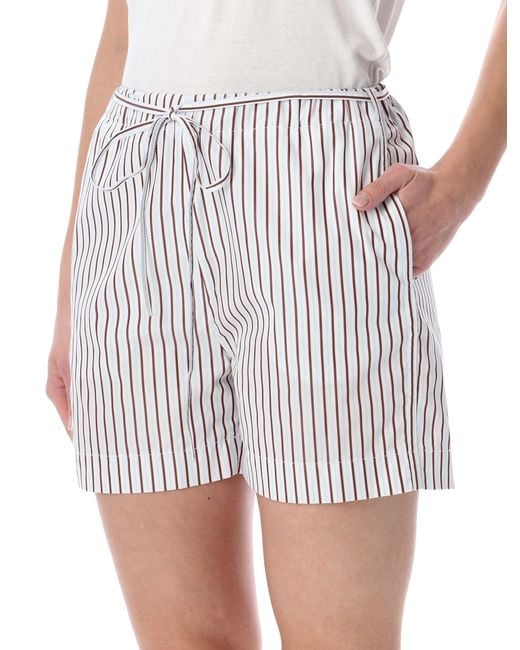 Loulou Gray Lory Striped Cotton-Poplin Shorts