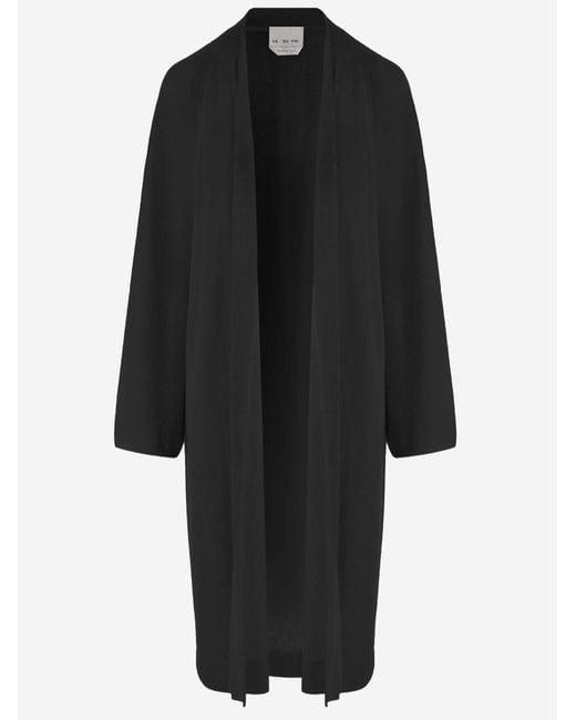 Sa Su Phi Black Long Open Cashmere And Silk Knit