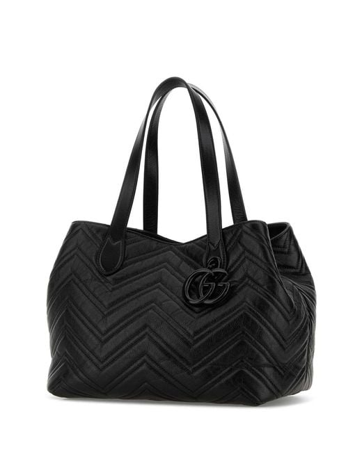 Gucci Black Leather Shopping Bag