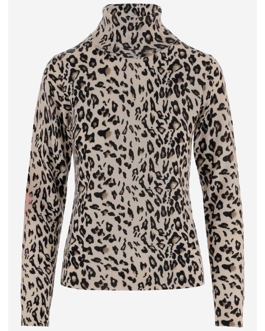 Alude Leopard Print Wool y Cashmere Sweater Allude de color Red