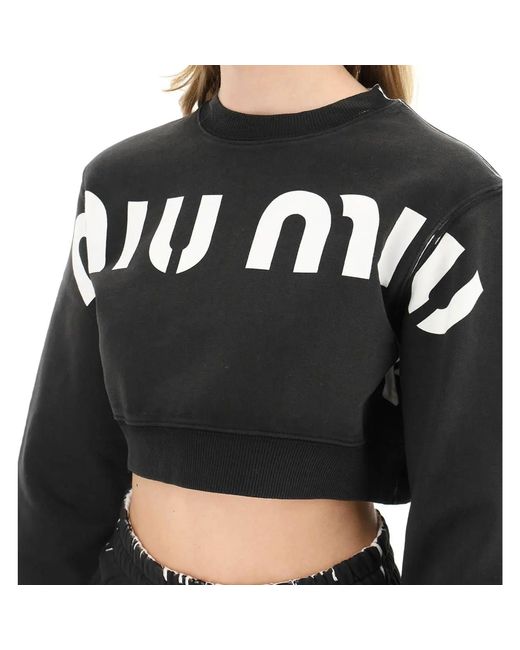Miu Miu Bijgesneden Logo Sweatshirt in het Black