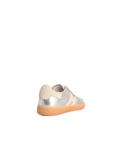 Hogan White "Cool" silberne Lear-Sneaker