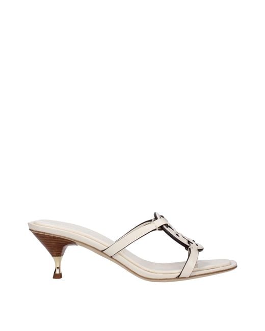 Tory Burch Metallic Sandals Light/Cream Leather