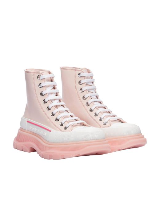 Alexander McQueen Pink Leather Hight-top Sneakers