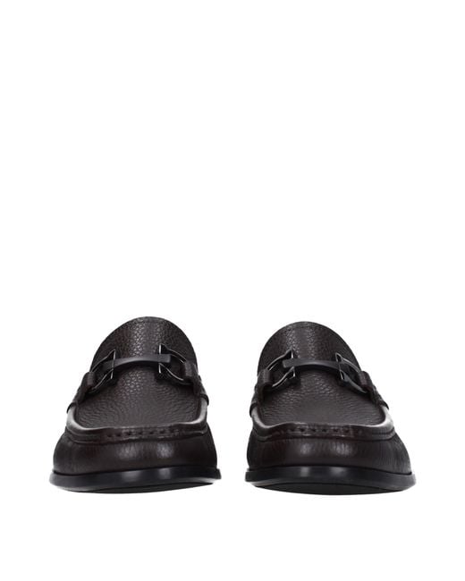 Ferragamo Black Grandioso Moccasins/Hickory Leather