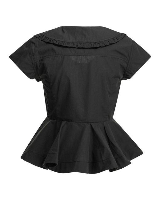 Ganni Black Cotton Blouse