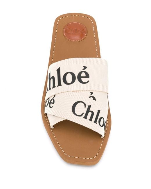 Chloé White Woody Flat Sandals