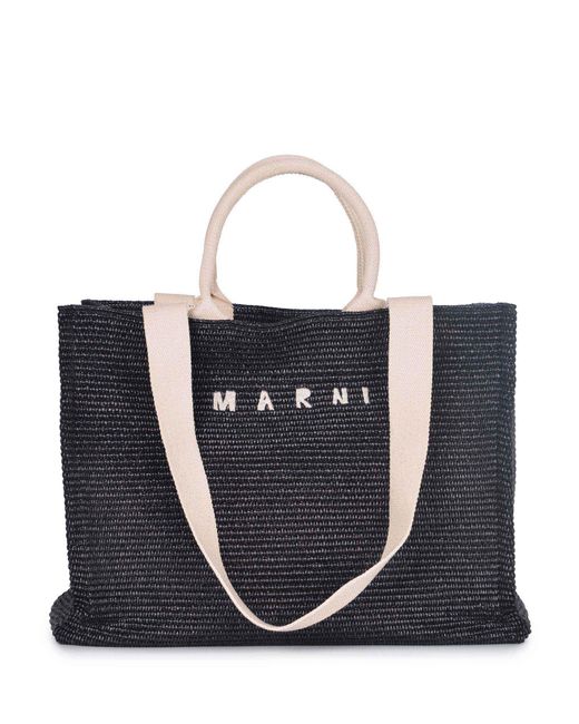 Marni Black Einkaufstasche aus schwarzem Raft