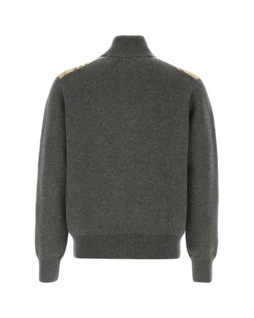 Burberry Gray Turtle Neck Cardigans for men