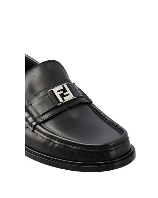 Fendi Ff Lederen Loafers in het Black voor heren