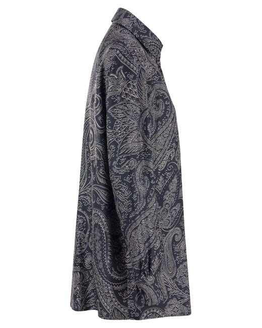 Camicia di seta con stampa paisley di Etro in Gray