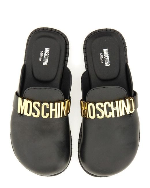 Moschino Green Sabot mit Logo -Schriftzug