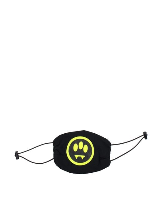 Barrow Green Mascherine Uomo Tessuto Nero/Giallo Fluo