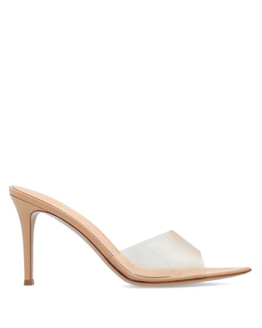 Gianvito Rossi White Elle Sandalen mit 85 -mm -transparenter Riemen
