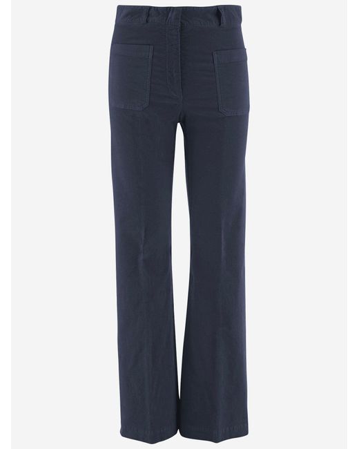 QL2 Donna Blue Stretch Cotton Velvet Pants